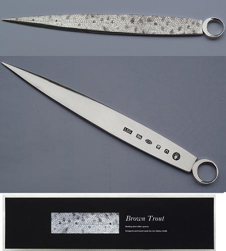 LEO SHIRLEY-SMITH Silver LETTER OPENER 'BROWN TROUT SCALES'